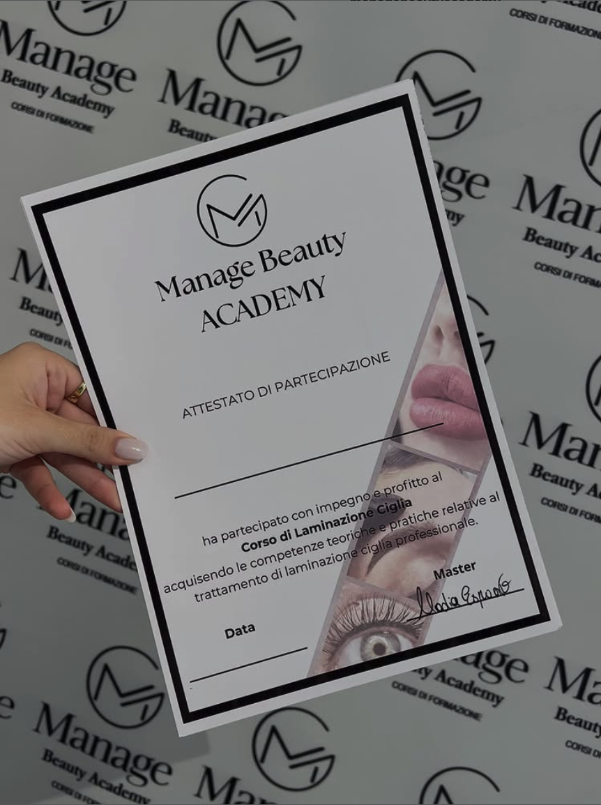 Attestato di partecipazione Manage Beauty Academy